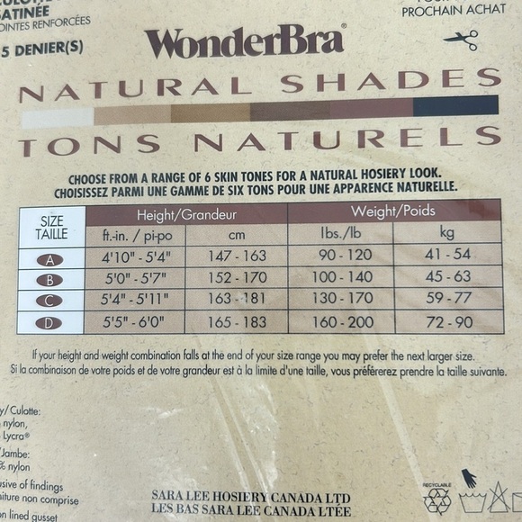 Vintage WonderBra Natural Shades Silky Control Top Pantyhose Cafe Au Lait Size C - Picture 4 of 6
